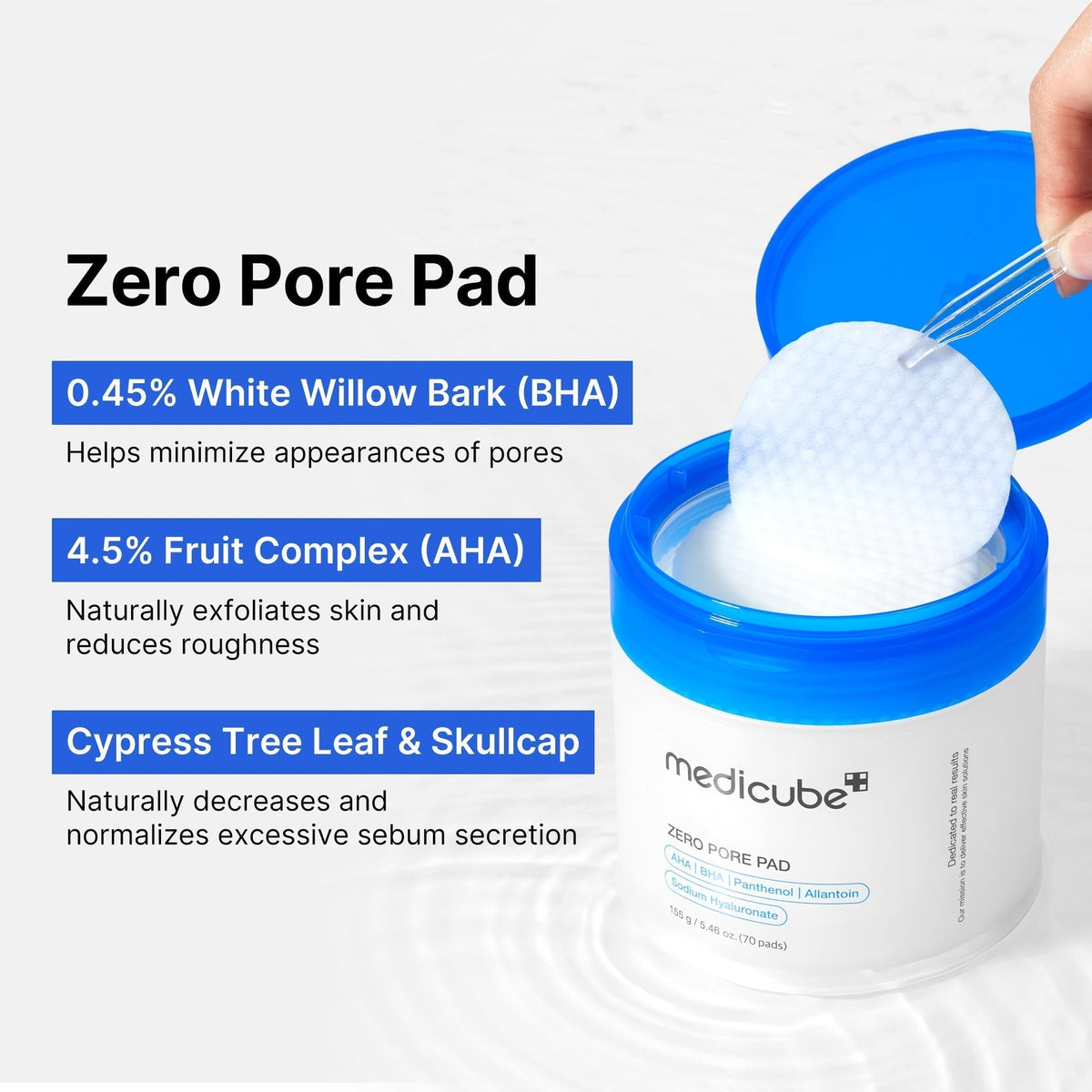 Zero Pore Pads key ingredients - BHA, AHA fruit complex and cypress
