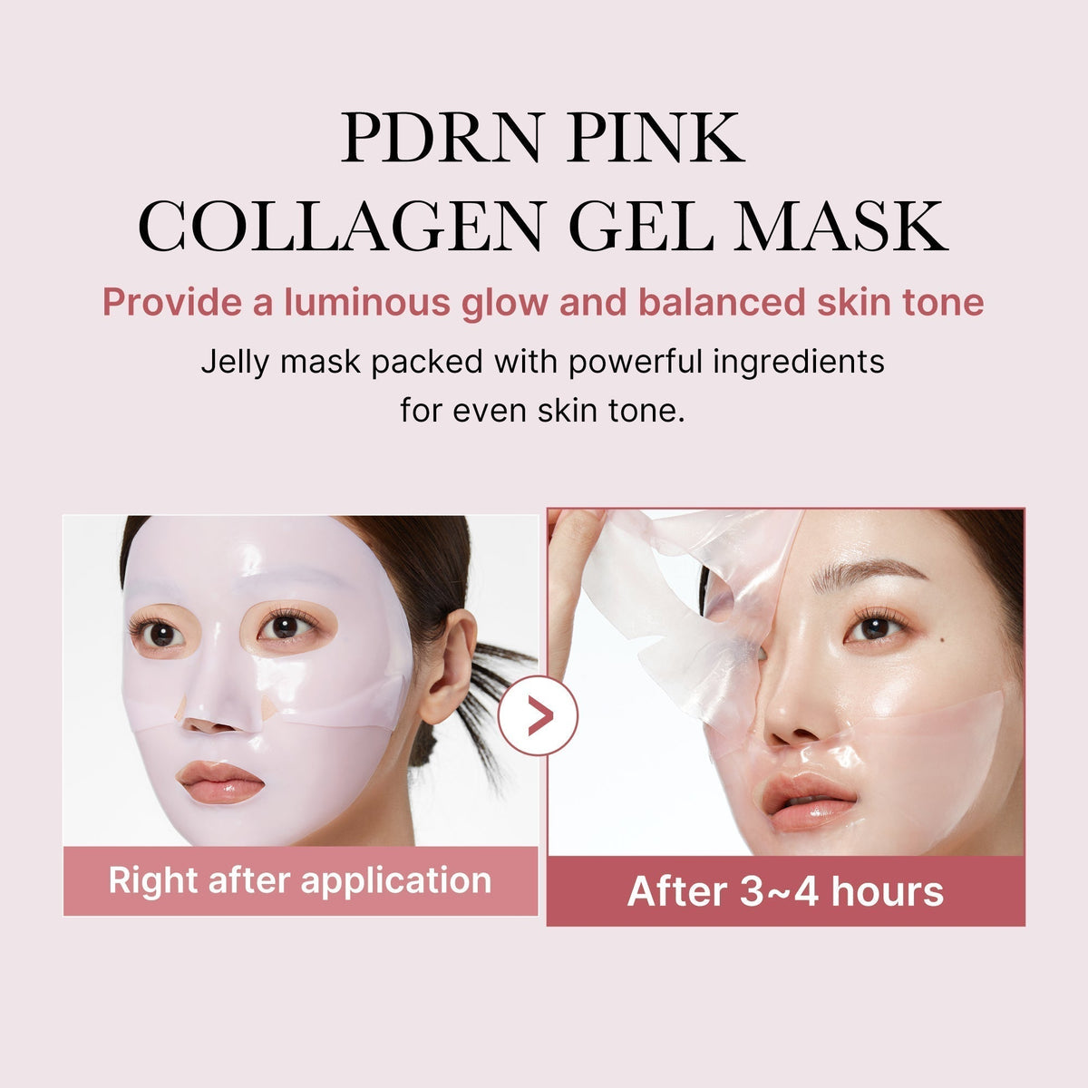 Gel mask right after application and after three to four hours